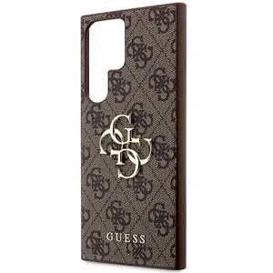 Comparateur de prix : GUESS Coque Arrière pour Samsung Galaxy S23 Ultra à Motif 4G Elégant Marron