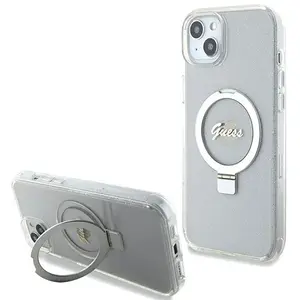 Guess Coque Magsafe pour iPhone 15 Plus TPU Ring Stand Transparent pas cher