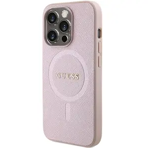 CG MOBILE Guess GUHMP15LPSAHMCP Coque rigide rose pour iPhone 15 Pro 6,1" Saffiano
