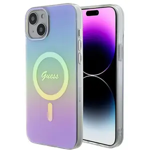 Coque Magsafe irisée Guess Iml pour iPhone 15 Plus - Violet pas cher