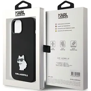 Karl Lagerfeld Silicone Choupette Metal Pin - Coque iPhone 15 Plus (Noir) pas cher