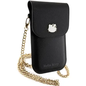 Wallet Hello Kitty Logo et chaîne métallique universelle noire, noir pas cher