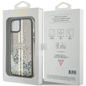Coque Guess Liquid Glitter Gold Stripes pour iPhone 15 Plus - Black pas cher