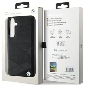 Bmw Coque pour Samsung Galaxy S24 en Cuir Compatible avec la Charge Sans Fil Noir pas cher