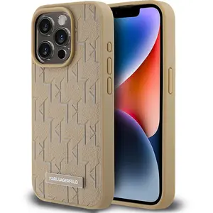 Comparateur de prix : Karl Lagerfeld Coque pour iPhone 14 Pro Max MagSafe au Motif Monogramme avec Logo Métallisé Beige
