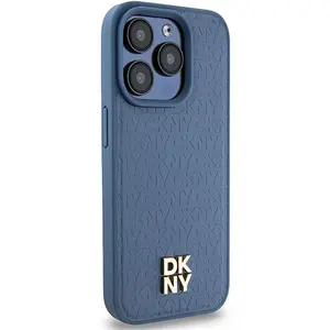 Dkny Coque De Téléphone Dkhmp15lpshrpsb Iphone 15 Pro 6.1 Niebieski Leather Monogram Pattern pas cher