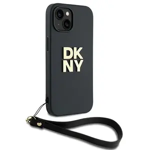 Comparateur de prix : DKNY Coque pour iPhone 15 avec Logo Métallisé et Sangle de Poignet Noir