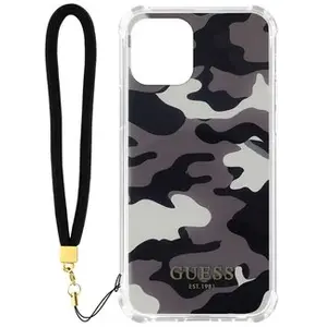 Coque pour iPhone 12 Pro Max avec Dragonne Motif Camouflage Guess Gris