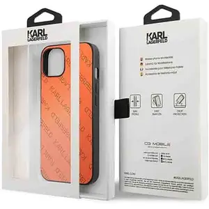 Karl Lagerfeld Coque De Téléphone Klhcp13mptlo Iphone 13.14.15 6.1 Orangeorange Perforated Allover pas cher