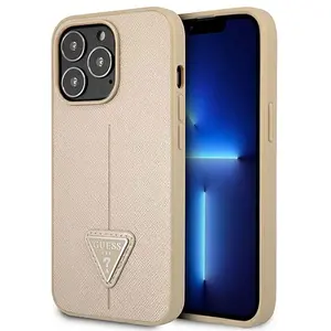 Guess SaffianoTriangle Logo Case - Coque pour iPhone 13 Pro (beige)Vendu parpixmania