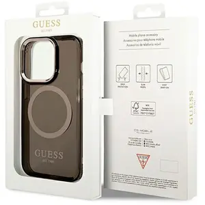 Comparateur de prix : Guess Coque Magsafe pour Apple iPhone 14 Pro Max TPU Gold Outline Noir