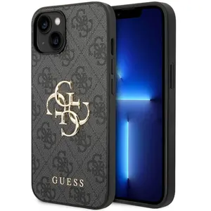 Comparateur de prix : Guess Coque pour iPhone 14 avec Monogramme et Logo 4G en Métal Gris foncé