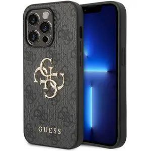 Comparateur de prix : Guess Coque pour iPhone 14 Pro avec Monogramme et Logo 4G en Métal Gris foncé