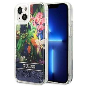 Etui Guess do iPhone 14 Plus 6,7 niebieski/blue hardcase Flower Liquid Glitter - Neuf pas cher