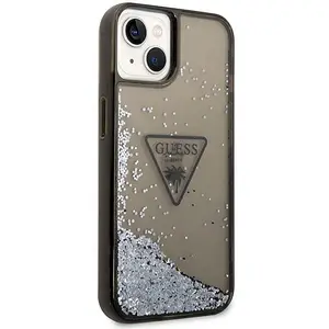 Guess Coque Luxe pour iPhone 14 Paillettes Flottantes Anti-rayures Noir Transparent pas cher