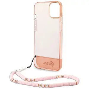 Comparateur de prix : Guess Coque pour Apple iPhone 14 Plus Colors avec lanière perlée Rose