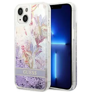 Comparateur de prix : Coque - Guess - Liquid Glitter Flower - iPhone 14 Plus - Violet - Paillettes liquides
