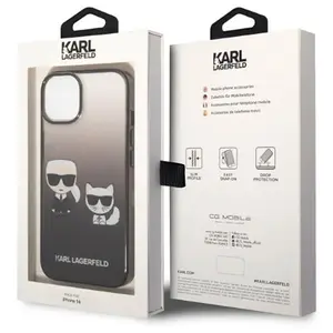 KARL LAGERFELD Coque arrièreen polycarbonate/TPU pour iPhone 14 Plus - transparent/noir pas cher