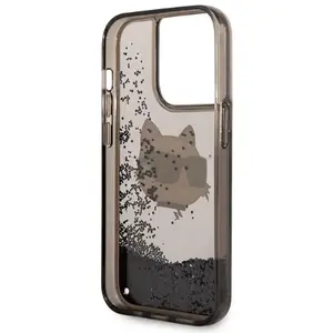 KARL LAGERFELD Liquid Glitter NFT Choupette Head - Coque pour iPhone 14 Pro Max (Noir) pas cher