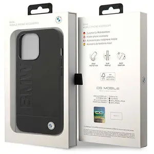 Étui BMW BMHCP14LSLLBK pour iPhone 14 Pro 6,1" Noir/Noir Tampon en cuir