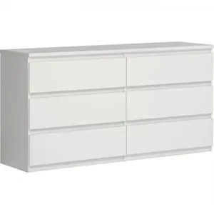 Comparateur de prix : Commode CHELSEA 6 Tiroirs Couleur mat L 154 P 42 2 H 79 9 cm Blanc
