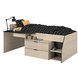 Lit Combiné Enfant Parisot Kim - Chene Jackson Et Noir - 90x190/200 Cm pas cher