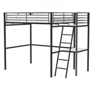 Non communiqué Lit mezzanine avec bureau en métal épo y Sommier inclus 140 190 cm OXFORD Noir pas cher