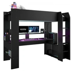 Parisot Lit mezzanine combiné enfant LED Gamer ONLINE 90 200 cm mat Sommier inclus