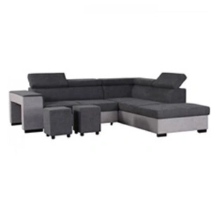 M24 Canapé D'angle Droit Convertible + Coffre 5 Places - Tissu Gris - L 27... pas cher