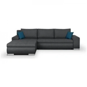 M24 Canapé D'angle Convertible Réversible 5 Places Indian - Tissu Gris Foncé - L 289 X P 94/188 X H 88 Cm pas cher