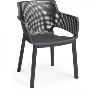 Keter Allibert by Elisa lot de 6 fauteuils de jardin en résine graphite Gris pas cher