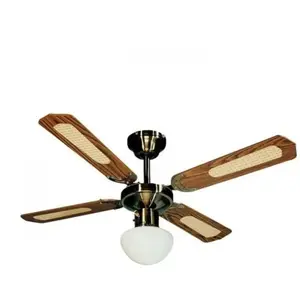 Non communiqué Ventilateur de Plafond Plafonnier FARELEK BALI 107 cm réversible Laiton Antique 4 pVendu parfnac