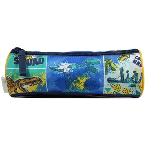 BAGTROTTER Trousse scolaire ronde Phileas Bleue Dinosaure