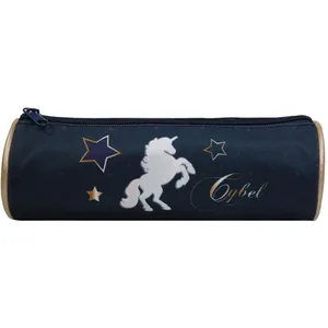 Trousse ronde CYBEL Licorne marine et dorée pas cher