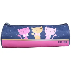 Comparateur de prix : BAGTROTTER Trousse scolaire ronde Lili Lou 3 chats Bleue