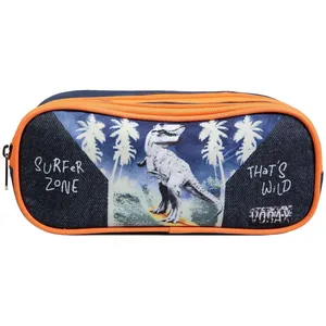 Comparateur de prix : BAGTROTTER Trousse scolaire 2 compartiments Vorax Dinosaure Bleue