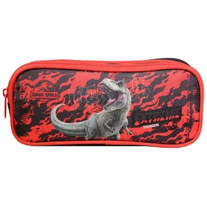BAGTROTTER Trousse scolaire 2 compartiments Jurassic World Noire pas cher