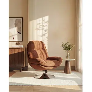 Vente-Unique Fauteuil pivotant en tissu texturé terracotta ILMACA pas cher
