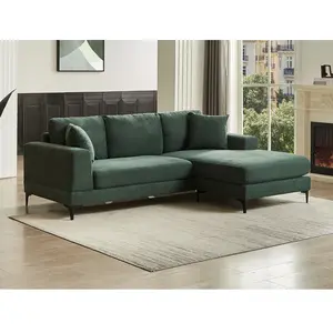 Vente-Unique Canapé d'angle réversible en tissu texturé vert JAMOLO pas cher