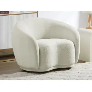 Pascal Morabito Fauteuil en tissu bouclette blanc ivoire BOVANA de pas cher