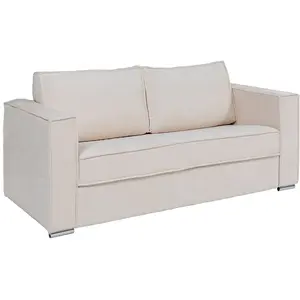 Vente-unique Canapé 3 places convertible express en tissu texturé beige - Couchage 140 cm - Matelas 14 cm LORETO pas cher