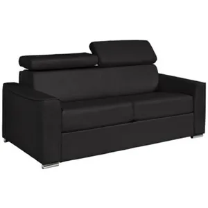 VENTE-UNIQUE Canapé 3 places convertible express en cuir de buffle noi...