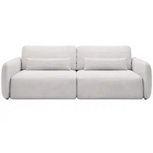 Vente-unique Canapé 3 places convertible en tissu texturé beige VOPOZA pas cher