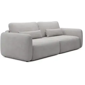 VENTE-UNIQUE Canapé 3 places convertible en tissu texturé gris clair VOPOZA pas cher