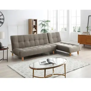 Canapé convertible modulable en tissu taupe - VENTE-UNIQUE - ESTEBAN - 4 places - Clic-clac - Marron pas cher