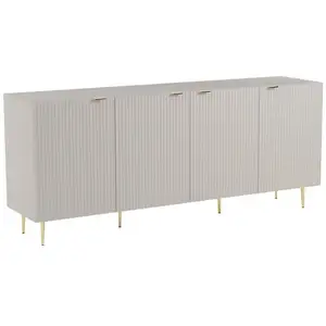 VENTE-UNIQUE Buffet avec 4 portes en MDF et acier - Beige et Doré - YESINIA