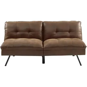 VENTE-UNIQUE Canapé convertible clic-clac 3 places en microfibre vieillie marron PEGULA II pas cher