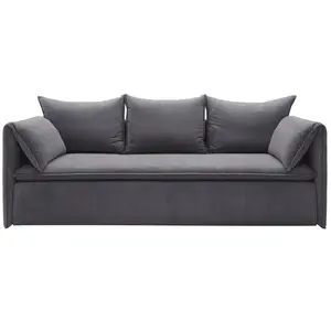 Vente-Unique Canapé convertible 3 places en velours côtelé bleu gris TEODORA pas cher
