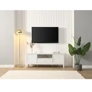 VENTE-UNIQUE Meuble TV avec 2 portes, 1 tiroir et 1 niche en MDF - Blanc - NARIVA pas cher