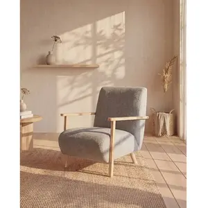 Vente-unique Fauteuil en tissu gris et bois JULOMO pas cher
